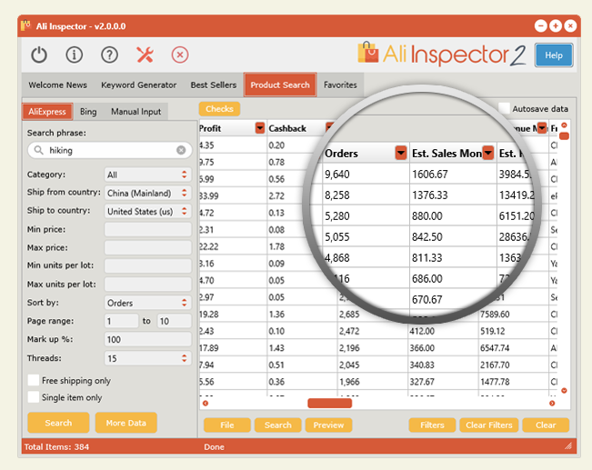 ali inspector keyword generator tool