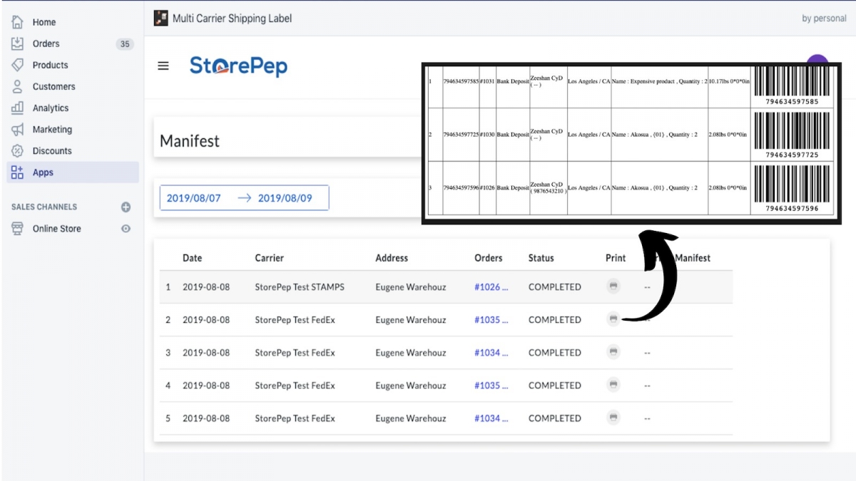 multi carrier shipping label