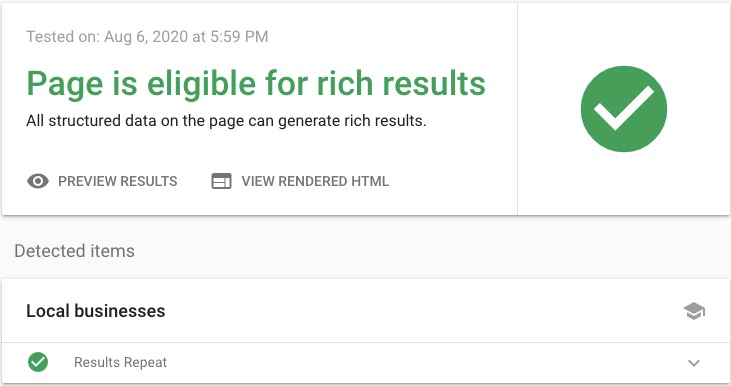 google’s rich results test