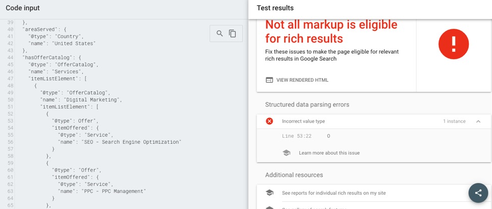 google’s rich results test