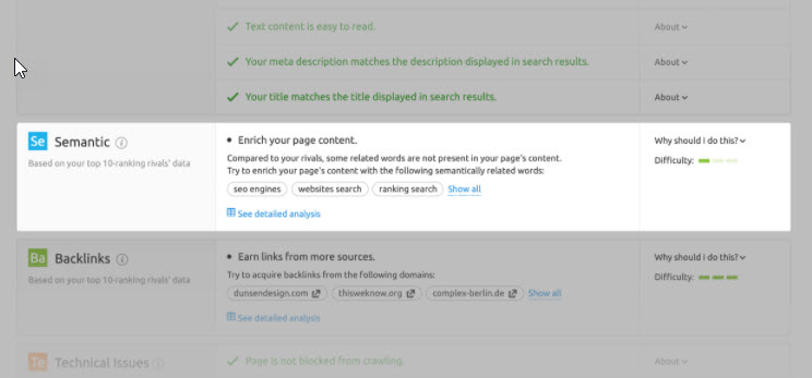On-page SEO checker - Semantic