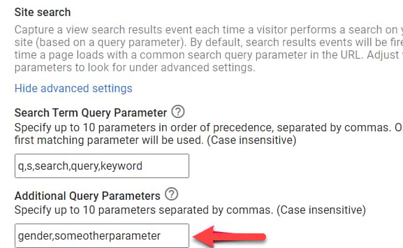 Parameter for search term GA4