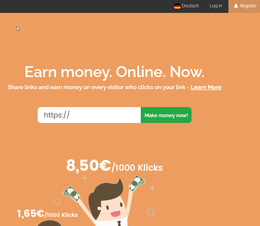 Monetization website shortens linkvertise link