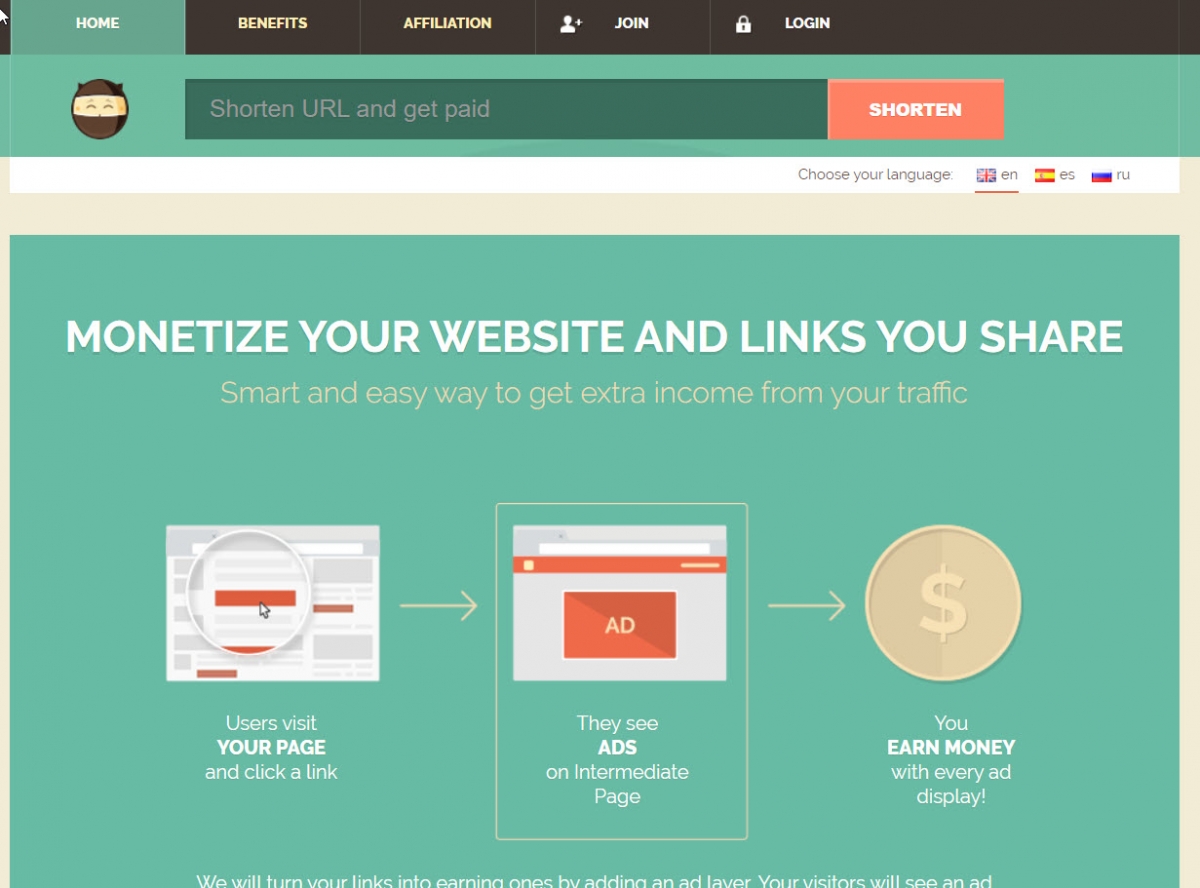 Money page shortens reputable links