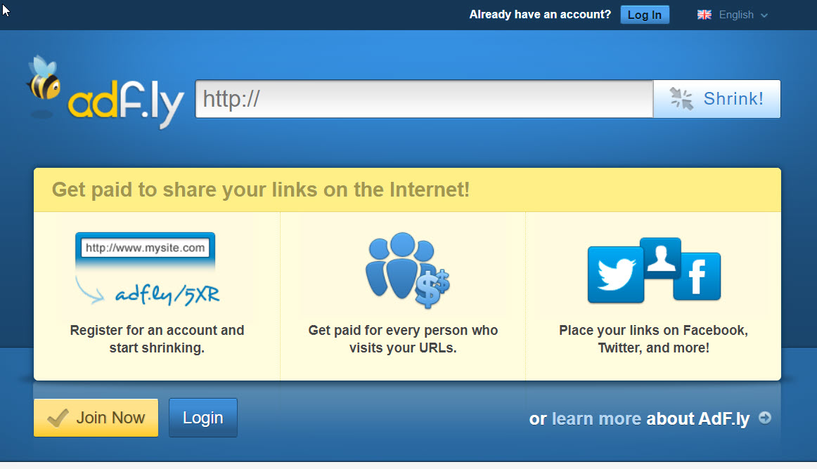 Money page shortens reputable links