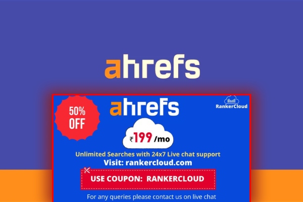 A creative graphic illustrating money-saving strategies for Ahrefs services.